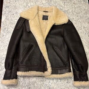 Brown Shearling B3 Bomber Aviator Jacket